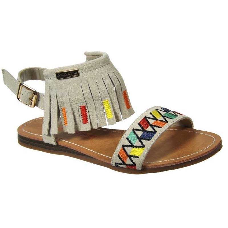 Les Tropeziennes par M Belarbi Gaya beige Nu pieds a franges broderies ethnique
