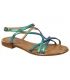 Nu-pieds Les Tropéziennes Menton cuir irisé bleu