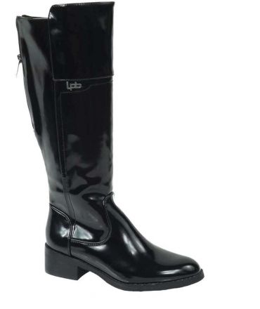 Bottes style cavalière Leslie vernis noir Les P'tites Bombes