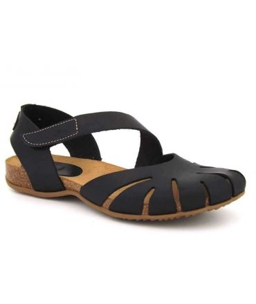 Sandale bout fermé 4456 Inter Bios noire | Nu pied confort cuir naturel