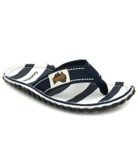 Tong toile Gumbies Islander Deck Chair | Flip Flop rayé blanc et bleu