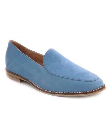 Mocassin femme Fugitive Huron cuir nubuck bleu