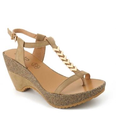Sandale compensée Lpb Shoes Maeva beige, nouveauté chaussures femmes