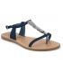 Sandale plate Lpb shoes pepita navy, semelle cuir bride salomé