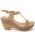 Sandale compensée Lpb Shoes Maeva beige, bride salomé + bijoux