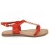 Sandale plate Lpb shoes Petunia rouge avec bijoux, les P'tites bombes
