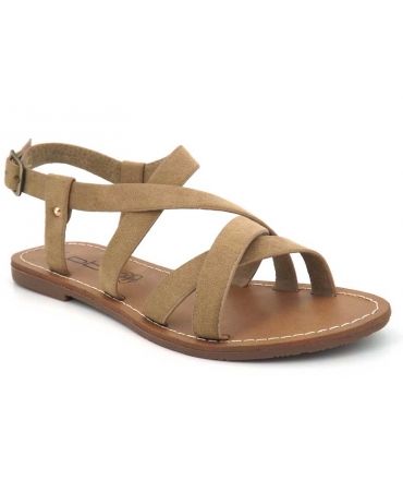 Lpb Shoes Romane taupe, sandale plate Les p'tites bombes