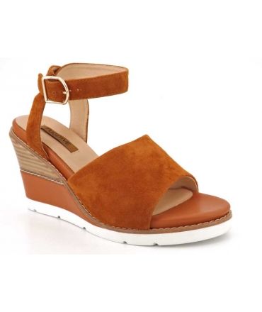 Sandale Fugitive Iber, compensé cuir nubuck marron