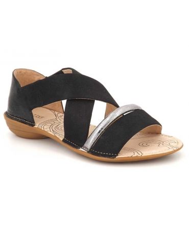 Sandale plate Fugitive Akto noir, nu pied confort pour femmes