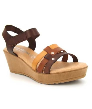Nus pieds compensés Eva Frutos 9448 marron multi pour femmes