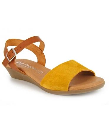 Eva Frutos 9039 moutarde, sandale petit talon