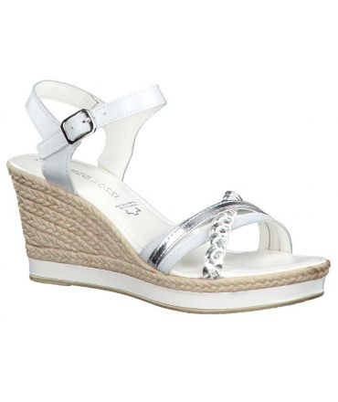 Compensé Marco Tozzi 28360-24 blanc, sandales femmes en cuir