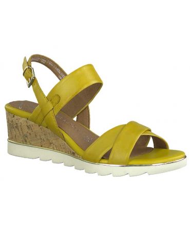 Sandale Marco Tozzi 28724-24 jaune, nu-pieds en cuir confortables