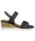 Compensé Marco Tozzi 28724-24 noire, nu-pieds en cuir confortables pour femmes