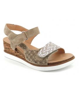 Chaussures Fugitive Nenuf taupe, sandale compensée pour femmes