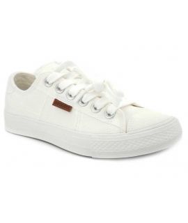 Tennis basses en toile Dockers by Gerly 40 TH 201 blanc, nouveauté chaussures pour femmes