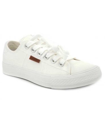 Tennis basses en toile Dockers by Gerly 40 TH 201 blanc, nouveauté chaussures pour femmes