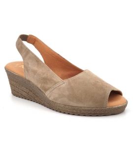 Kaola 191 taupe sandale compensée confortable pour femmes, spécial pieds sensibles