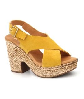 Sandale compensée Kaola 425 Amarillo, nouveauté chaussures cuir