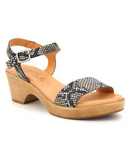 Sandale cuir Kaola 710 aspect serpent multicolore, trotteur petit talon pour femmes
