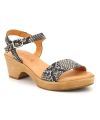 Sandale cuir Kaola 710 aspect serpent multicolore, trotteur petit talon pour femmes