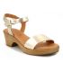 Sandale cuir Kaola platine ( doré ) petit talon confortable pour femmes