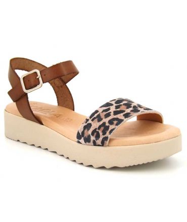 Kaola sandale 3483 léopard, nus-pieds confortables pour femmes