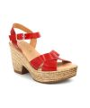 Sandale gros talon Kaola 472 Altamira en cuir rouge vernis pour femmes