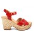 Sandale gros talon Kaola 472 Altamira en cuir rouge vernis pour femmes