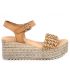 Sandale compensée Kaola 951 en cuir et raphia beige