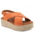 Compensé Eva Frutos 714 corail, sandale plateforme spécial pieds sensibles pour femmes