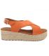 Compensé Eva Frutos 714 corail, sandale plateforme spécial pieds sensibles pour femmes