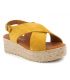 Plateforme Eva Frutos 714 jaune, sandale plateforme spécial pieds sensibles brides croisées pour femmes