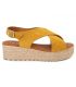 Plateforme Eva Frutos 714 jaune, sandale plateforme spécial pieds sensibles brides croisées pour femmes