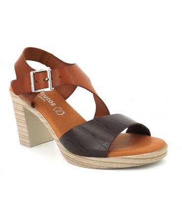 Sandale à talon Eva frutos 919 marron multi, chaussure été pour femmes 