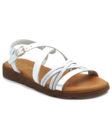 Sandales Carla Tortosa 10112 blanc Multi, nu pieds en cuir confortables pour femmes