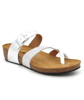 Tong Emma shoes 8966 Boa argenté, passe orteil confort pour femmes