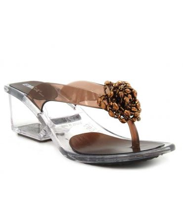 Tongs Emma Shoes Paris bronze, talon transparent pour femmes