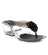 Tongs plexi transparent Emma Paris noir, talon avec bijoux