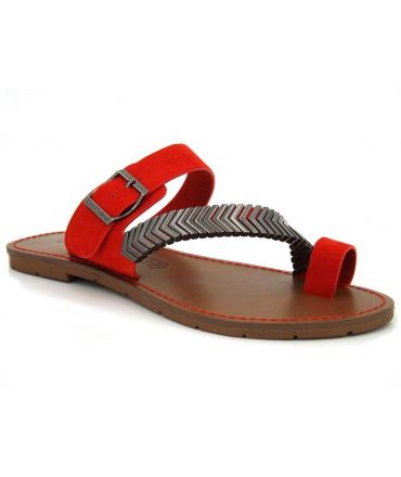 Nu pieds bijoux Chattawak Magnolia rouge pour femmes