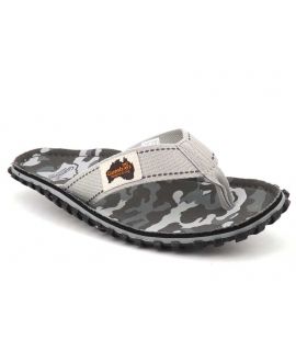 Tong Gumbies Islander Grey Camouflage, semelle préformée pour hommes