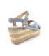 Sandale Playa Michelle bleu, compensé brides croisées talon enrobé cordes et raphia.