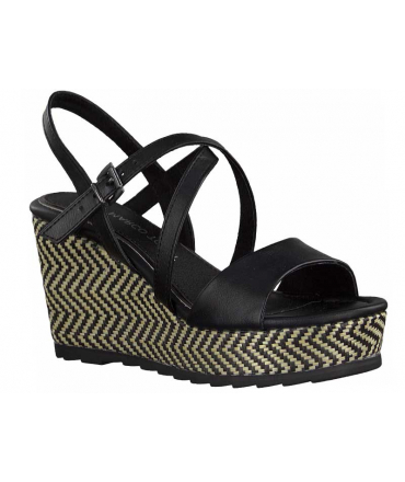 sandales compensées femme noires