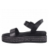 Marco Tozzi sandale plateforme 28702-26 noire, nus-pieds décor cordes et clous