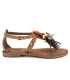 Métamorfose Jaland léopard, sandale fantaisie avec froufrous style ethnique.