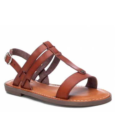 Nu-pieds plat XTI 44162 camel, sandale bride salomé pour femmes