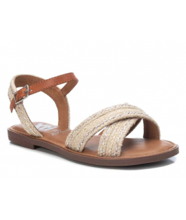 Xti 42736 beige, sandale plate brides croisées avec cordes pour femmes.