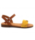 Eva Frutos 9139 jaune, sandale plate en cuir souple aspect nubuck.