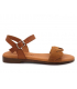 Nu-pieds Eva Frutos 9139 marron, sandale plate en cuir souple aspect nubuck