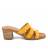 Eva Frutos 1404 jaune, mules petit talon en cuir confort